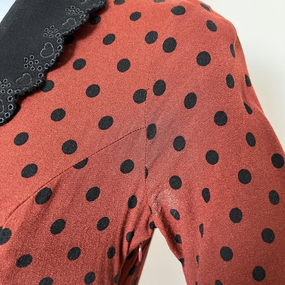 Reformation Dress Mini Polka Dot Cottage Dark Academia French Girl Chic Retro - Picture 5 of 9
